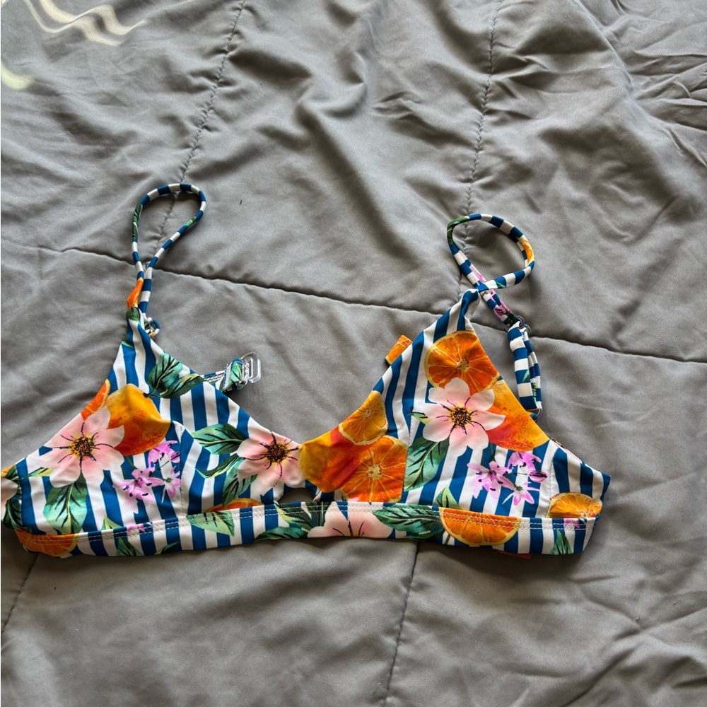 Floral Striped Bikini Top